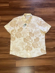 Cubavera Hawaiihemd Leinenmischung geknöpft Kurzarm weiß hellbraun Herren Größe XL - Bild 1 von 14