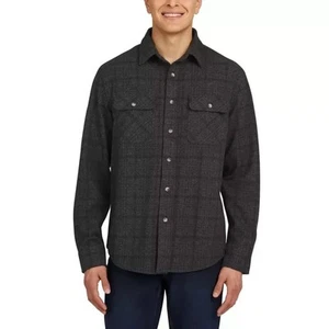 Chaps Men’s Flannel Shirt Size XXL Knit Long Sleeve Black - Picture 1 of 16