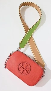 Bandolera Tory Burch Miller Mini Whipstitch Cuero ~NUEVA CON ETIQUETAS~ Rojo Amapola - Imagen 1 de 4
