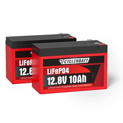 2 Pack 12V 10Ah Lithium Battery, 5000+ Cycles 12V 10Ah LiFePO4 Battery Built-... - Image 1 of 4