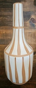 Muddy Century Modern Tan Amd White Bubble Glazed 15" Vase Striking Accent Piece - Picture 1 of 7
