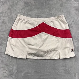 Fila White Tennis Skirt L Lined Red Chevron Trim Athletic Sportswear - Picture 1 of 7