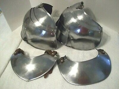Garganta y hombreras de acero medieval protectores de cuello y hombro 16G conjunto de armadura regalo LARP Foto 1 de 4