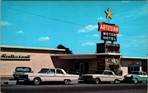 Sulphur Oklahoma OK Artesian Motor Hotel chrome Postcard D823 - Picture 1 of 2