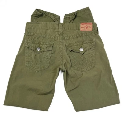 Calça Jordan True Religion oliva baixa reta tornozelo franzido militar feminina tamanho 25 - Imagem 1 de 4