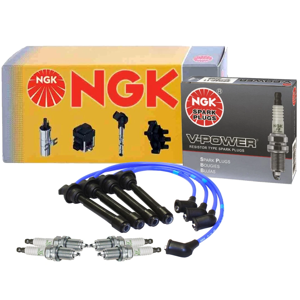 Kit de cables NGK y 4 bujías de alimentación en V para Hyundai Elantra Kia Soul Spectra 2.0 L4 Foto 1 de 1