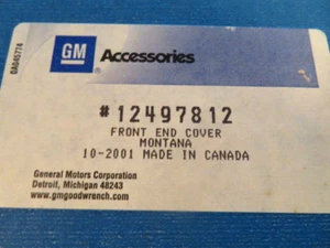 Montana Front End Cover-Accu-Bra-GM 12497812 Cover Pkg, Front End Montana *Black - Picture 1 of 9