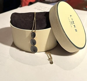 Links Of London Concave 18K Yellow Gold Vermeil & Black Diamond Lariat Necklace - Picture 1 of 12