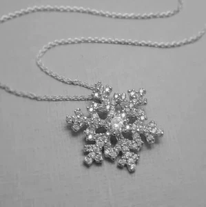 2Ct Round Lab Created Diamond Snowflake Pendant 18" Chain 14K White Gold Plated - Picture 1 of 3