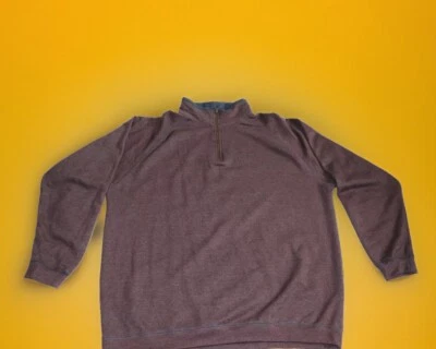 Suéter masculino ruivo 2XL manga longa Henley esporte marrom bordô sólido 1/4 zíper - Imagem 1 de 4