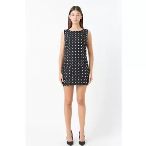 Anthropologie Endless Rose Premium Floral Embellishment Tweed Mini Dress, Size M - Picture 1 of 13