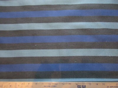 Blue Stripe Ribbed Upholstery Fabric - 1  2/3 Yards Plus Large Attached Remnant - Image 1 of 4