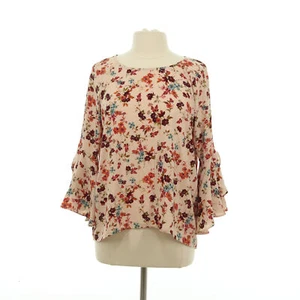 LC Lauren Conrad Women's Petite Floral Flare Sleeve Keyhole Blouse Top - Size PL - Picture 1 of 10