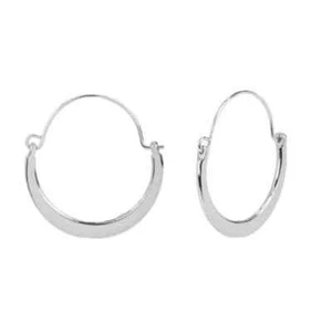 Silver Flat Crescent Hoop Earrings - Picture 1 of 2