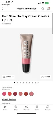Smashbox Halo Sheer To Stay Cream Cheek + Lip Tint In Shade Wisteria With Box - Image 1 of 4