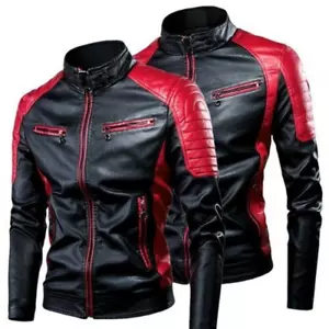 Herren Motorrad Lederjacke warme Reißverschlussmäntel Mode Freizeit Maschinenjacken - Bild 1 von 18