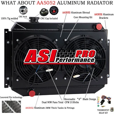 4ROW Radiator+Shroud+Fan Relay For 71-80 Holden HQ/HJ HX HZ 253 308 Kingswood V8 - image 1 of 4