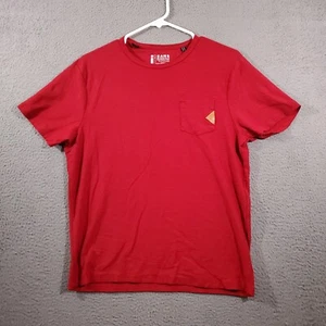 Camicia I Jeans By Buffalo uomo piccola rossa tinta unita tasca girocollo maglietta minimal - Foto 1 di 9