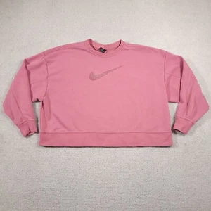 Nike Get Fit Swoosh Training Crewneck Sweatshirt Oversozed Crop Women's XL Pink - Picture 1 of 12