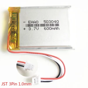Batteria ricaricabile Lipo 3,7 V 600 mAh 503040 JST 3 pin spina 1,0 per fotocamera GPS - Foto 1 di 10