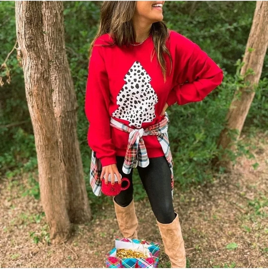 Sudadera Árbol de Navidad Estampado Dalmation / Sudadera Navidad / Talla Pequeña Foto 1 de 1