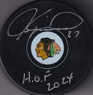 BECKETT JEREMY ROENICK "HOF 2024" SIGNED CHICAGO BLACKHAWKS HOCKEY PUCK 1W803933 - Image 1 of 3