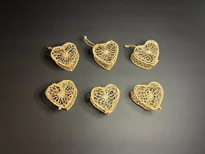 Set aus 6 handgewebten Mini Herz Schmuckschatullen mit Klappdeckel & Riegeln 1,5" - Bild 1 von 5