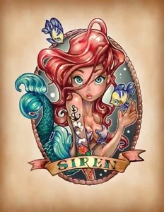 Tattoo Ariel DIY Full Round Drill 30x40cm Diamond Painting - Picture 1 of 4