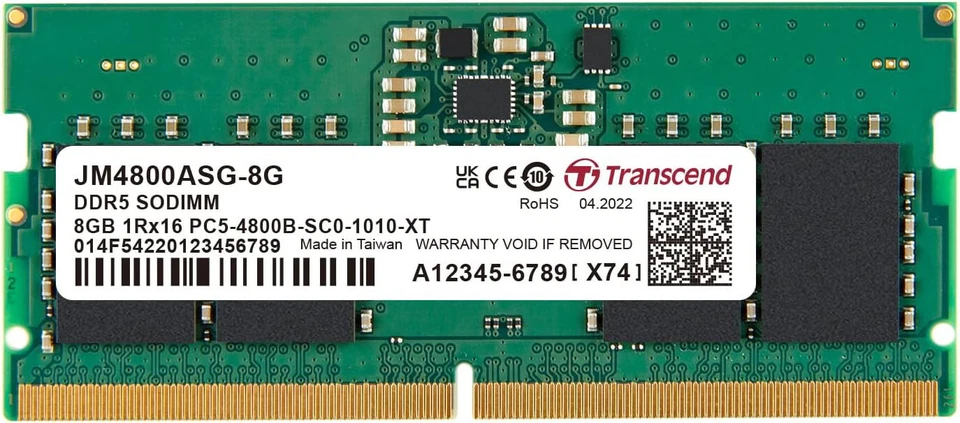 Transcend JetRam memoria 8 GB 1 x 8 GB DDR5 4800 MHz JM4800ASG-8G - Immagine 1 di 1