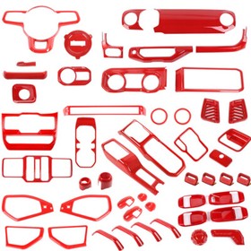 Red Interior Center Console Panel Trim Cover for Jeep Wrangler JL JT 2024+