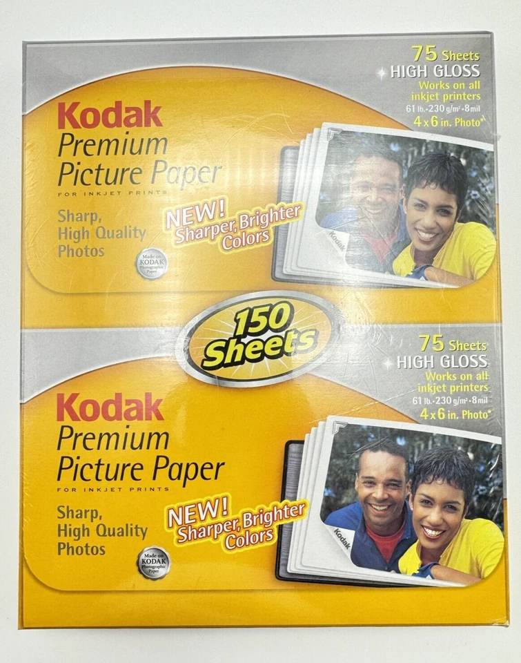 Papel fotográfico de inyección de tinta premium KODAK alto brillo 150 hojas 4" x 6" NUEVO/SELLADO Foto 1 de 2