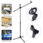 Professional Boom Microphone Mic Stand Holder Adjustable With 2 Free Clips Black
