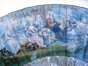 ANTIQUE FRENCH FRAMED FAN PAINTED SIGNED A. GUILLETAT 1st PRIZE EXHIBITION 1867 - Picture 1 of 12