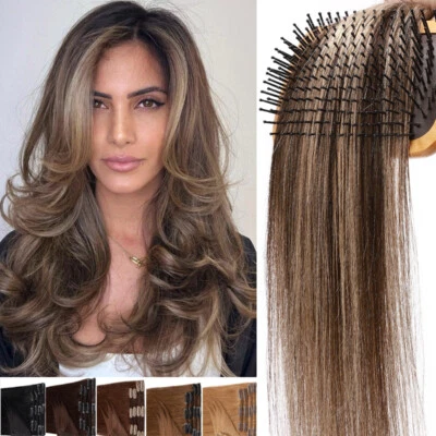 Extensiones de cabello humano real 100 % Remy cabeza completa resaltado rubio ombre EE. UU. Foto 1 de 4