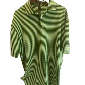 Peter Millar Men's Summer Comfort Golf/Polo Shirt Green/Blue Striped Medium - Picture 1 of 7
