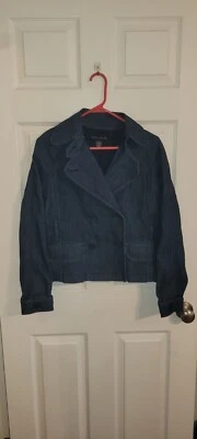 Blazer chaqueta vaquera azul para mujer Larry Levine talla mediana Foto 1 de 4