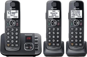 Panasonic Cordless Phone Contrast Display, Expandable System with 3 Handsets Blk - Zdjęcie 1 z 2
