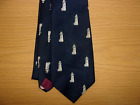 Vintage LL Bean Lighthouse Print Pure Silk Hand Made Tie ~NEW~