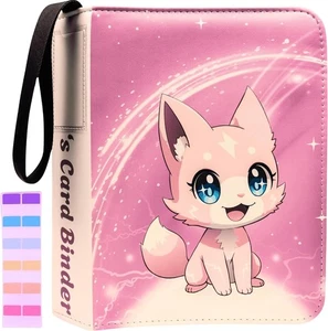 Carino raccoglitore di carte collezionabili rosa 4 tasche per regali per ragazze - include etichetta nome e... - Foto 1 di 6