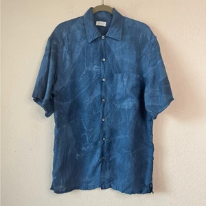 Camicia Brioni Blu 100% Lino Manica Corta Bottoni Made in Italy Tg M Lusso - Foto 1 di 7