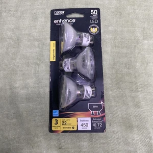 Feit Electric MR16 GU10 LED Light Bulb 50 Watt 3-Pack Dimmable 3000k New - Picture 1 of 2