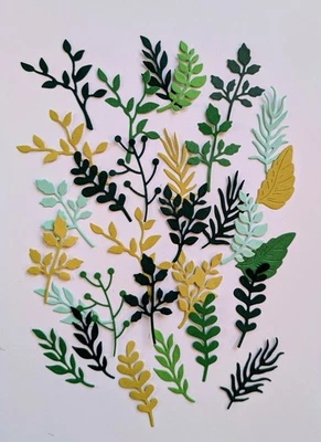JELLYBEANSBYCARLY X40 Die Cut Paper Leaves, Foliage, Card Making, Scrapbooking, Embellishments
