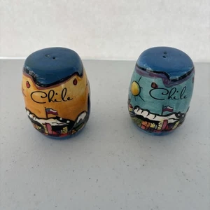 Souvenir ceramic salt and pepper shakers from chile. Multicolor 3 Inch - Picture 1 of 6
