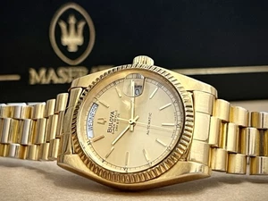 Vintage Uhr Bulova President Super Seville DAY/DATE Automatik vergoldet Box - Bild 1 von 24