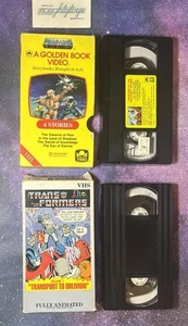 Vtg Masters of the Universe Golden Book & Transformers Volume 7 VHS Lot 80’s - Picture 1 of 12