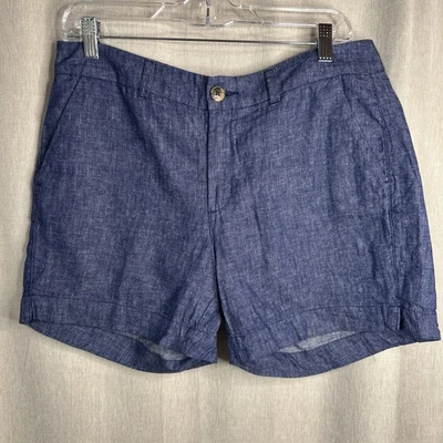 Pantalones cortos chinos antiguos azul marino para mujer de todos los días - mezcla de lino talla 8 (5"" entrepierna) tiro medio Foto 1 de 4
