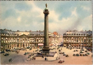 Postal París Francia Lugar de paseo y columna Vendome - Imagen 1 de 2