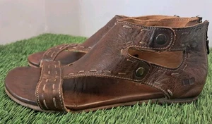 Sandalias SOTO Bed Stu Marrón Cuero Rústico Talla 7 Gladiador Recortadas Planas Cremallera - Imagen 1 de 11