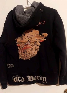 Ed Hardy bull dog youth black jacket hoodie - Picture 1 of 11