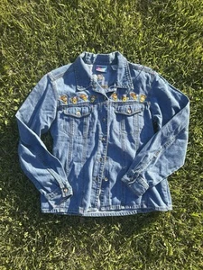 Disney Tigger Denim Button Down Girls Size Medium Pooh Brand Embroidered Vintage - Picture 1 of 15